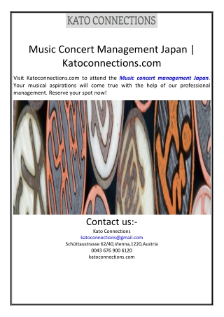 Music Concert Management Japan | Katoconnections.com