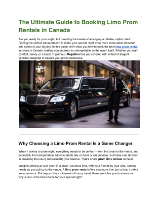 Guide to Booking Limo Prom Rentals in Canada