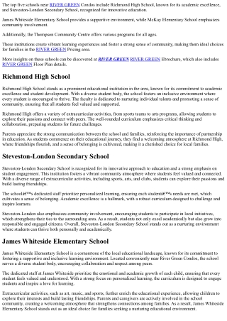 Top 5 Schools Near River Green Condos