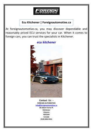 Ecu Kitchener  Foreignautomotive.ca