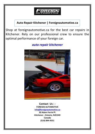Auto Repair Kitchener  Foreignautomotive.ca