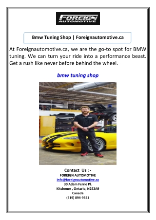Bmw Tuning Shop Foreignautomotive.ca