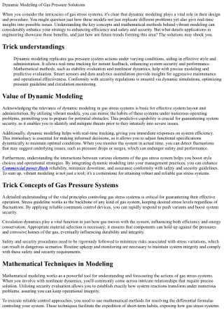 dynamic modeling of gas pressure solutions
