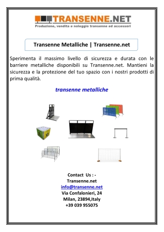 Transenne Metalliche  Transenne.net