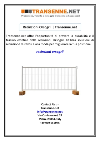 Recinzioni Orsogril  Transenne.net