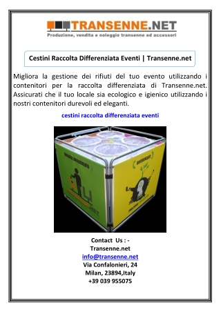 Cestini Raccolta Differenziata Eventi Transenne.net