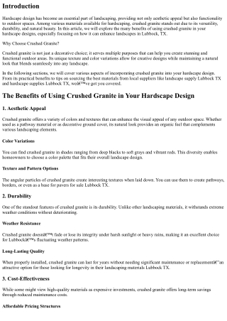 The Benefits of Using Crushed Granite in Your Hardscape Design
