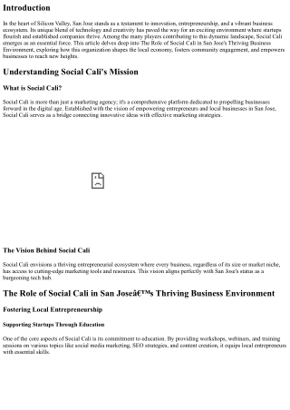 The Role of Social Cali in San Jose's Thriving Business Environment