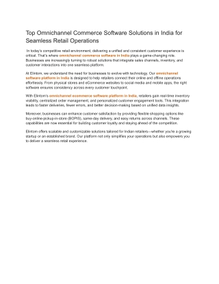 Top Omnichannel Commerce Software Solutions in India for Seamless Retail Operations