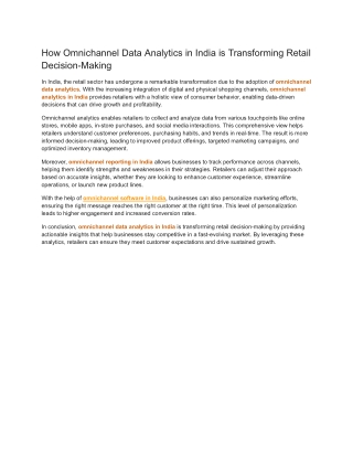 How Omnichannel Data Analytics in India is Transforming Retail Decision-Making
