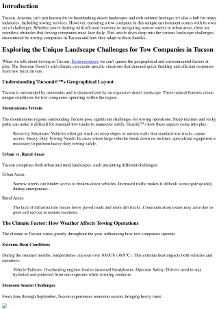 Exploring the Unique Landscape Challenges for Tow Companies in Tucson