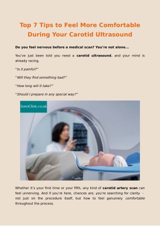 Top 7 Tips to Feel More Comfortable During Your Carotid Ultrasound