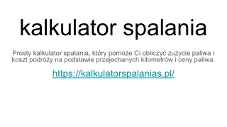 kalkulator spalania