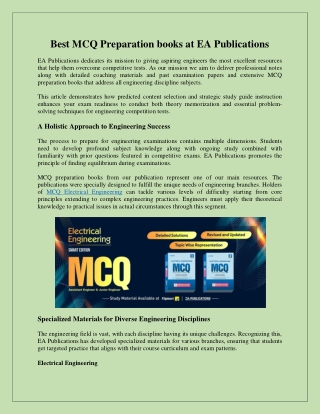 Best MCQ Preparation books at EA Publications
