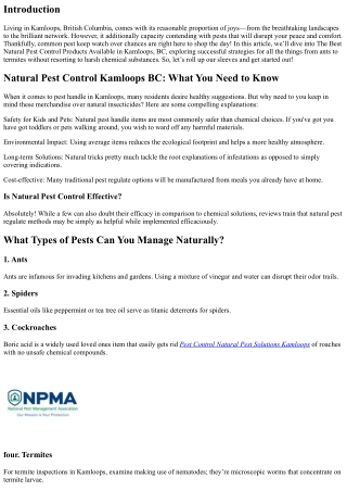 The Best Natural Pest Control Products Available in Kamloops, BC