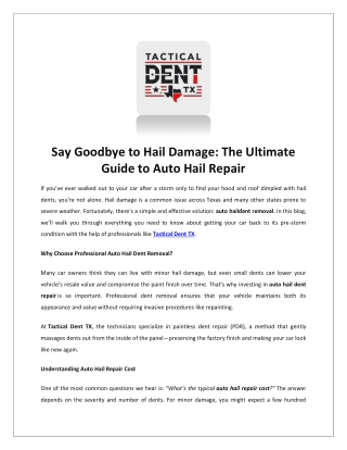 paintless dent removal fort worth
