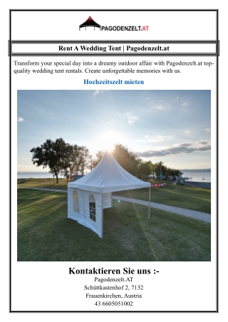 Rent A Wedding Tent | Pagodenzelt.at