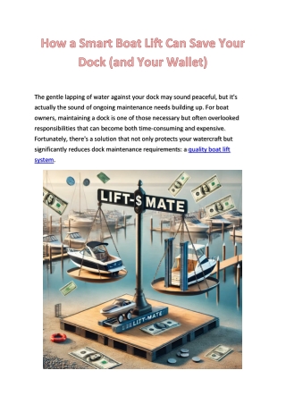 How a Smart Boat Lift Can Save Your Dock (and Your Wallet)