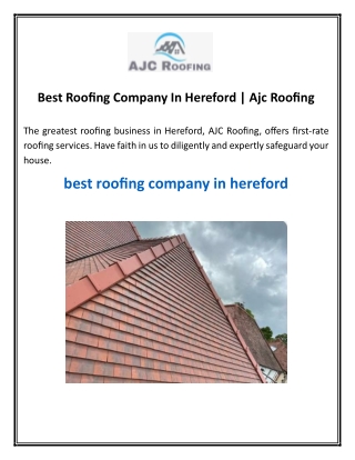 Best Roofing Company In Hereford