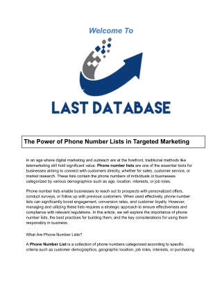 The Power of Phone Number Lists in Targeted Marketing