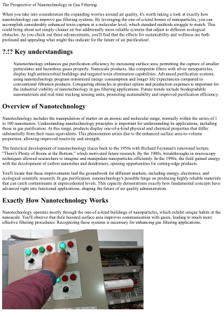 The Potential of Nanotechnology in Gas Purification