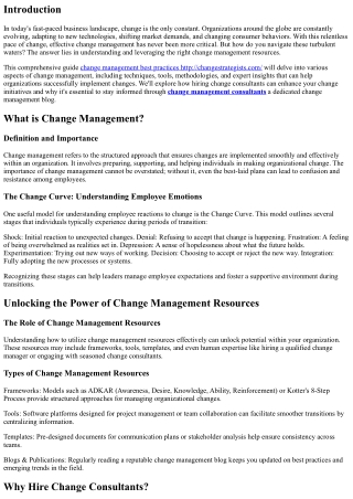 Unlocking the Power of Change Management Resources