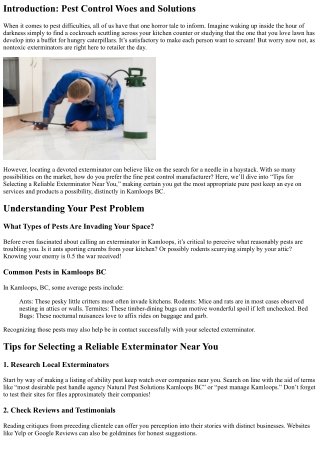 “Tips for Selecting a Reliable Exterminator Near You”