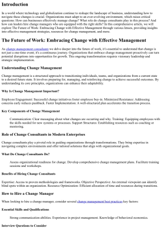 The Future of Work: Embracing Change with Effective Management