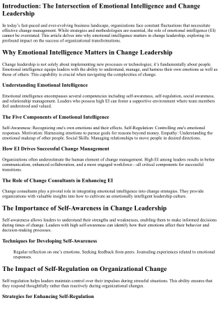 Why Emotional Intelligence Matters in Change Leadership
