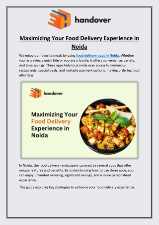 Maximizing Your Food Delivery Experience in Noida