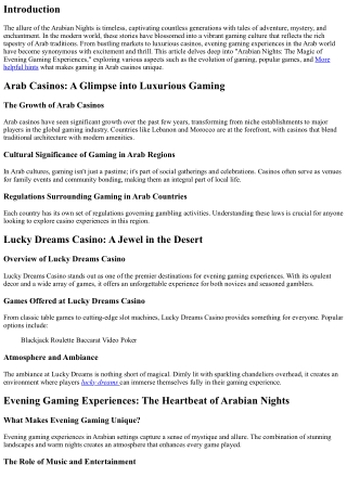 ”Arabian Nights: The Magic of Evening Gaming Experiences