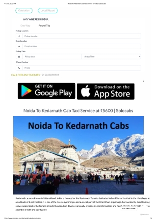 Noida To Kedarnath Cab Taxi Service at ₹5600| Solocabs