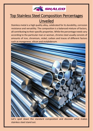 Top Stainless Steel Composition Percentages Unveiled