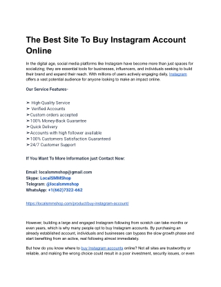 The Best Site To Buy Instagram Account in Online