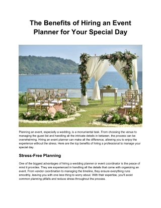 The Benefits of Hiring an Event Planner for Your Special Day