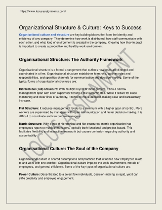 Organizational Structure & Culture