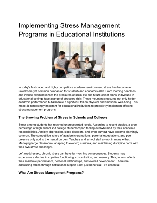 implementing stress management programs