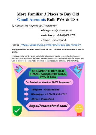 More Familiar 3 Places to Buy Old Gmail Accounts Bulk PVA & USA