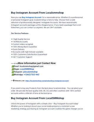 World Best Site To Buy Instagram Account in USA In 2024