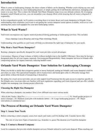 Orlando Yard Waste Dumpster: Your Solution for Landscaping Cleanups