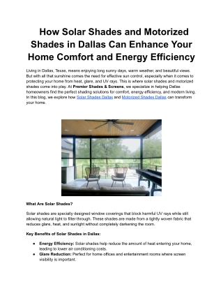How Solar Shades and Motorized Shades in Dallas Can Enhance Your Home Comfort and Energy Efficiency