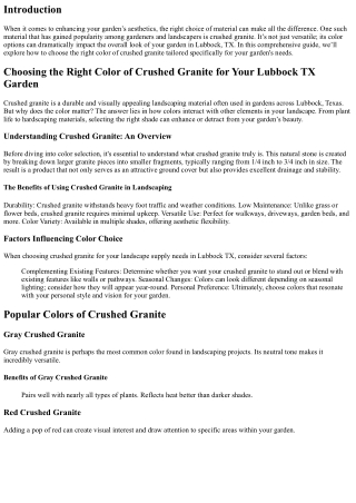 Choosing the Right Color of Crushed Granite for Your Lubbock TX Garden