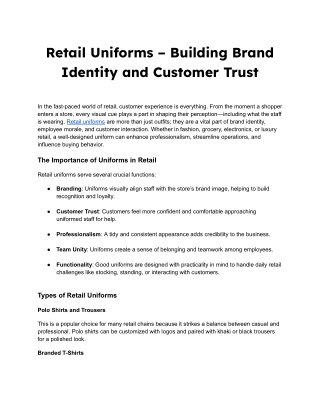 Retail Uniforms – Building Brand Identity and Customer Trust