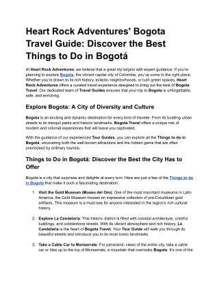 Heart Rock Adventures' Bogota Travel Guide_ Discover the Best Things to Do in Bogotá