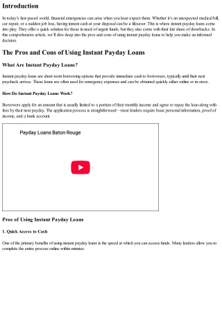 The Pros and Cons of Using Instant Payday Loans