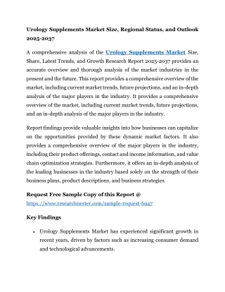 urology supplements market size regional status