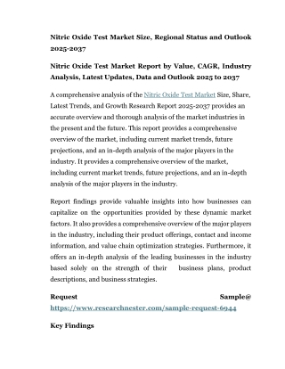 nitric oxide test market size regional status