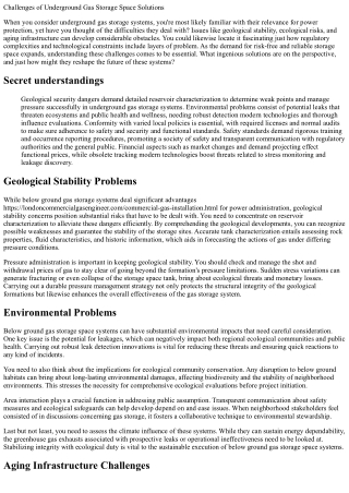 Challenges of Underground Gas Storage Solutions
