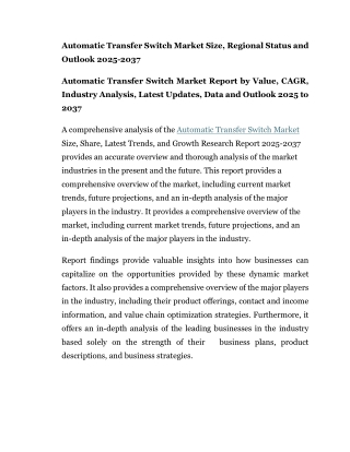 automatic transfer switch market size regional