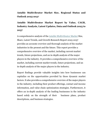 astable multivibrator market size regional status